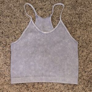 Ododos Gray Ribbed Women's Cropped Tank Top
